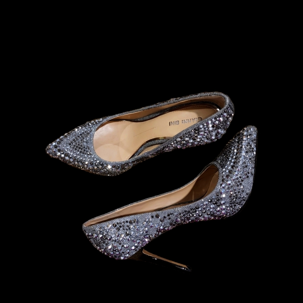 Gianni Bini Silver Studded Heels 8M